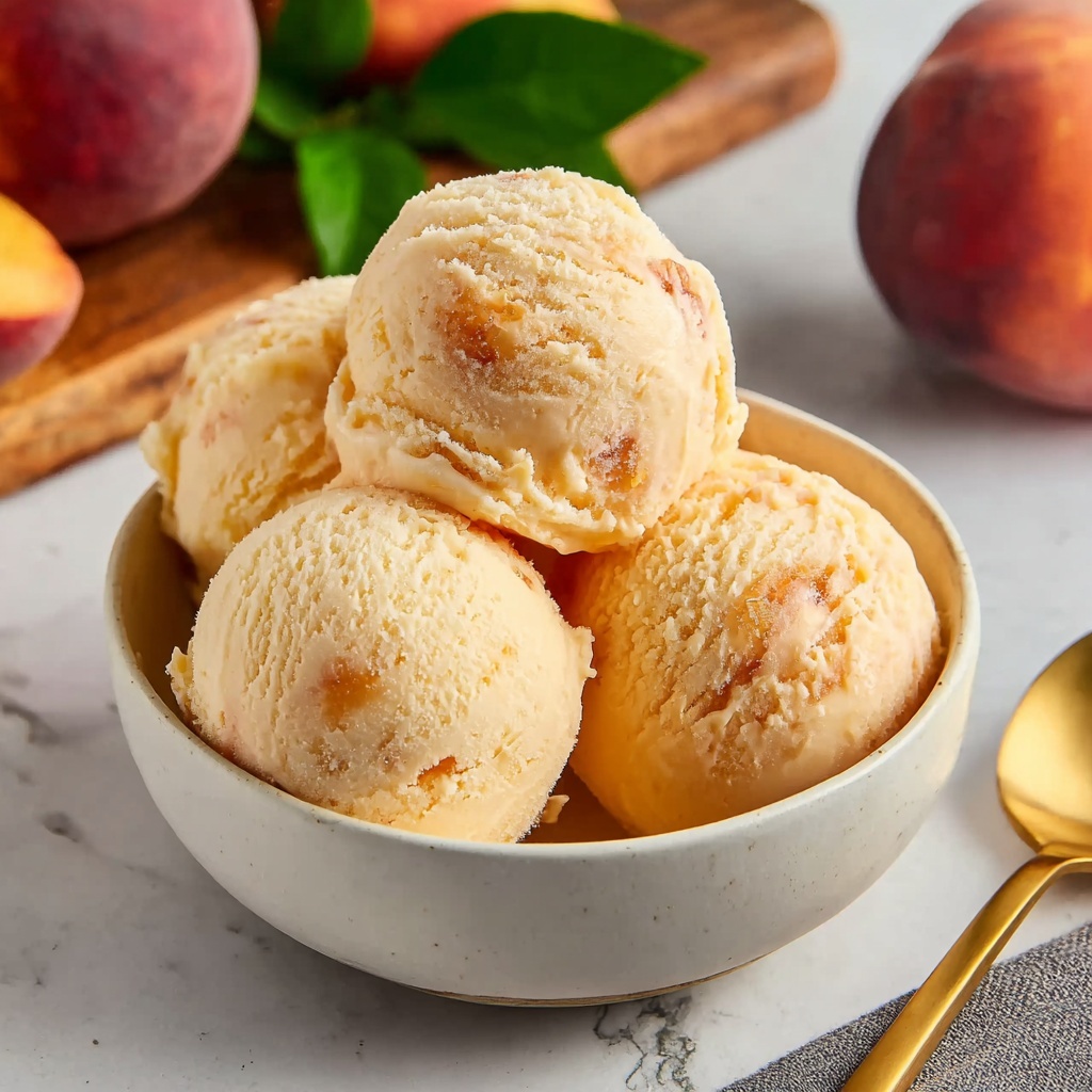 Homemade Peach Ice Cream Recipe - Recipe Image