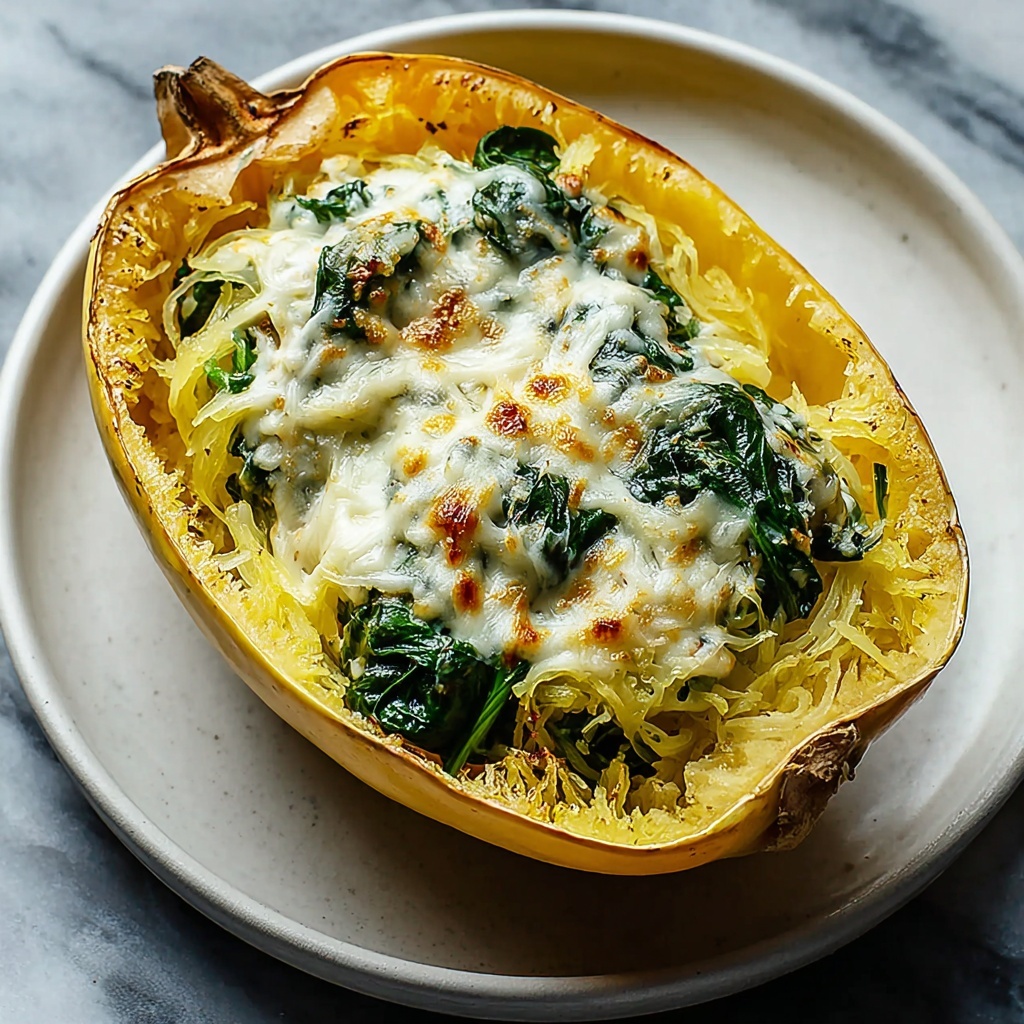 Spinach and Artichoke Stuffed Spaghetti Squash Recipe - Recipe Image