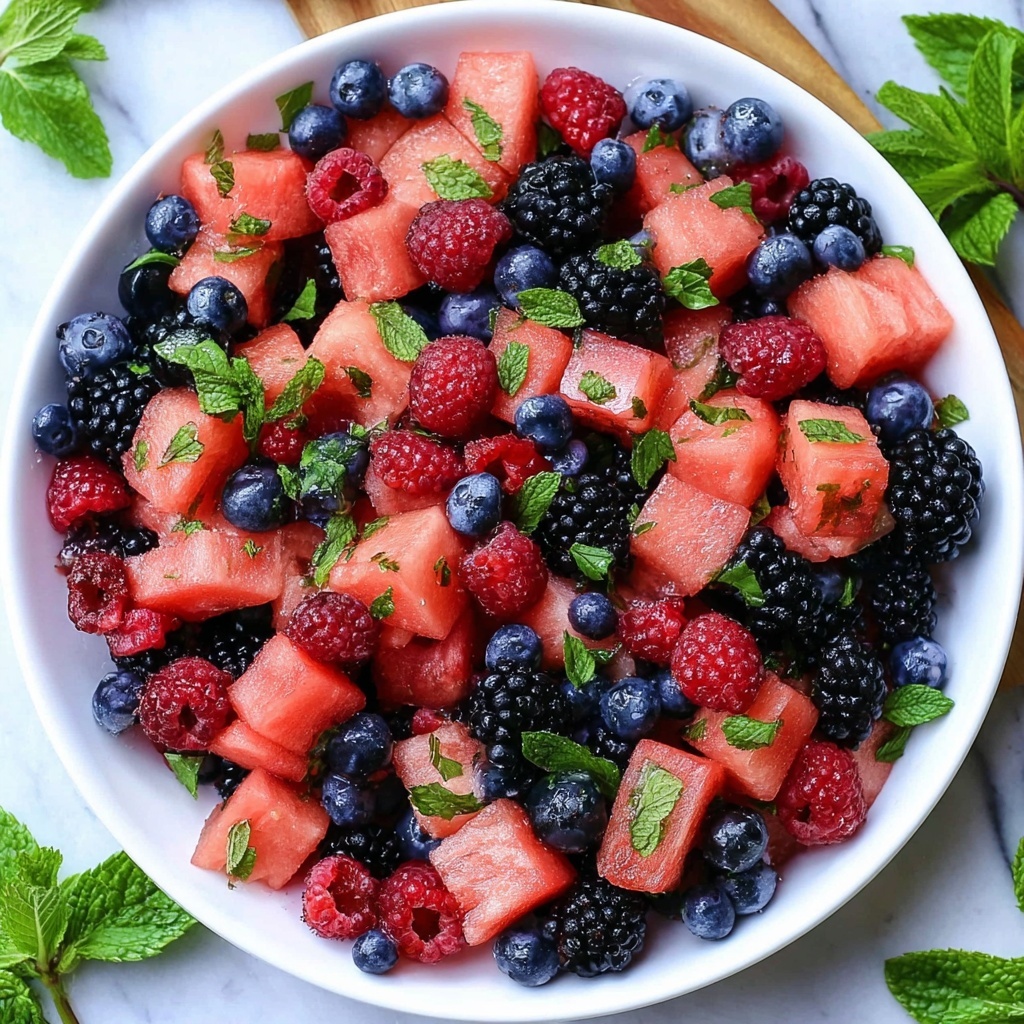 Berry Watermelon Salad With Honey Lime Dressing Recipe - Recipe Image