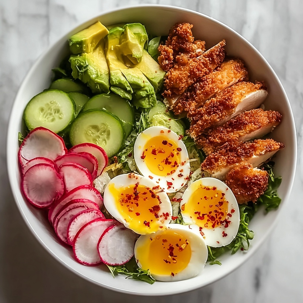 Crispy Chicken & Veggie Power Bowl with Avocado & Egg Recipe - Recipe Image