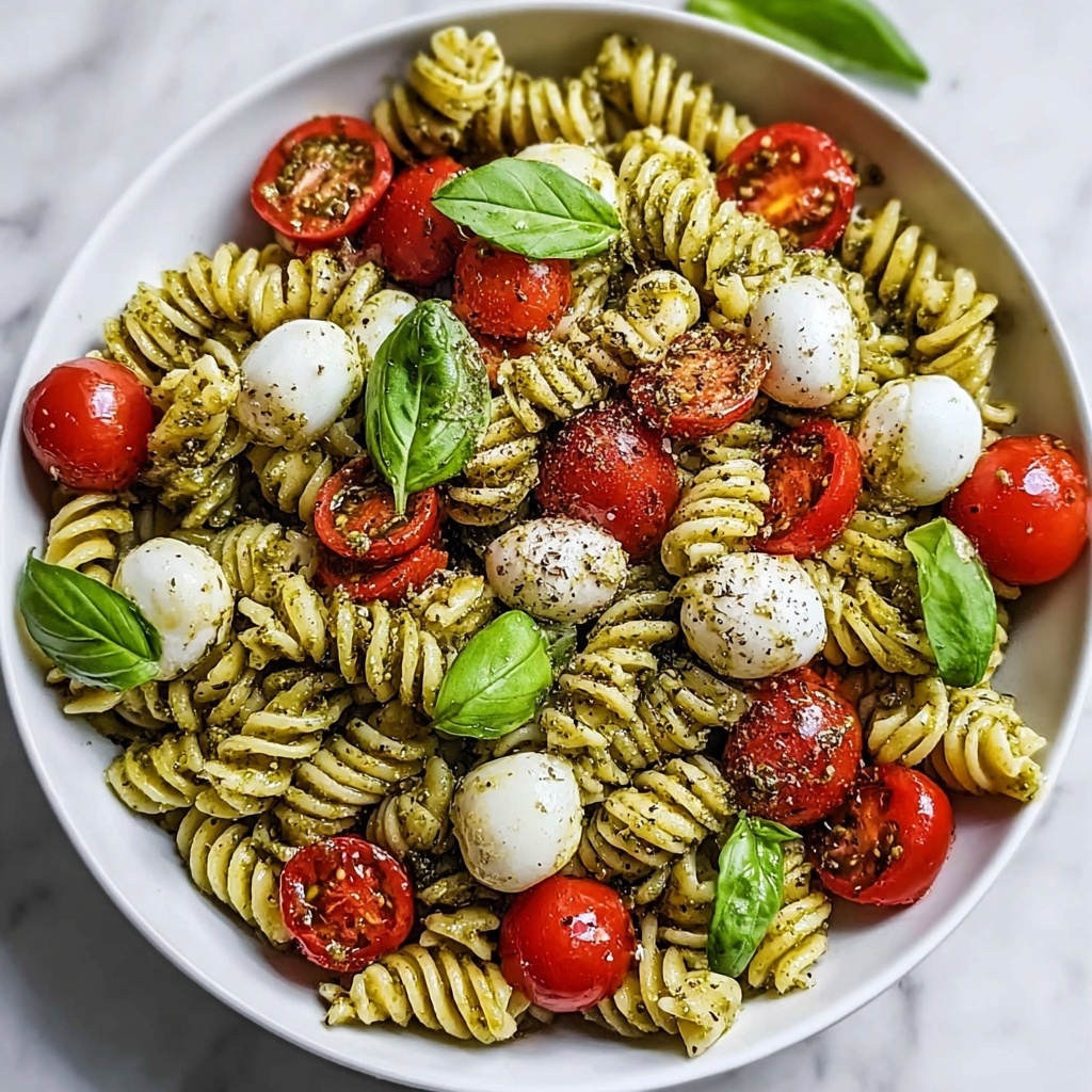 Pesto Caprese Pasta Salad Recipe - Recipe Image