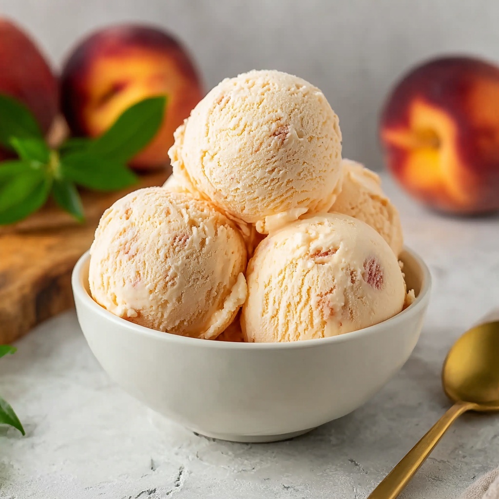 Homemade Peach Ice Cream Recipe - Recipe Image