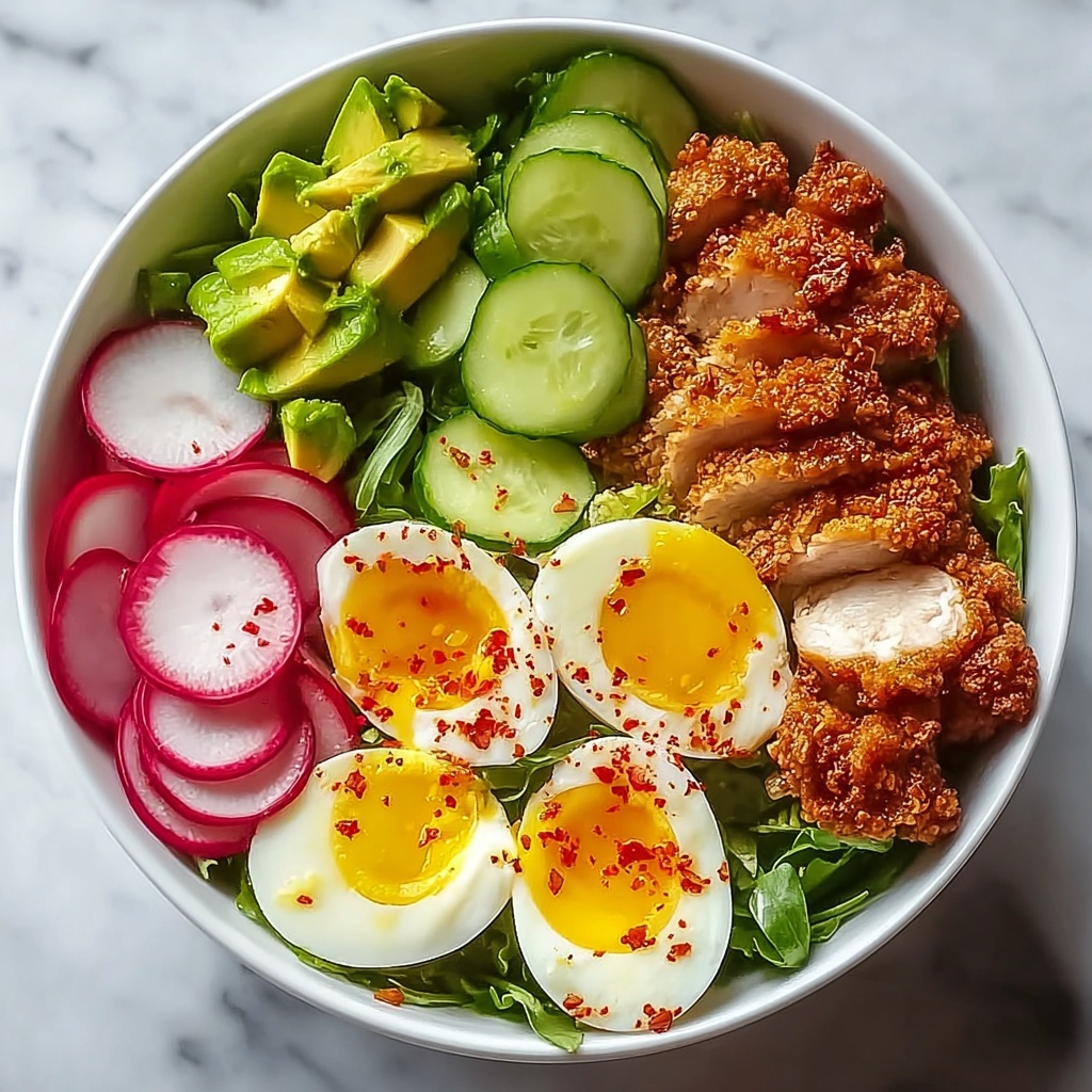 Crispy Chicken & Veggie Power Bowl with Avocado & Egg Recipe - Recipe Image