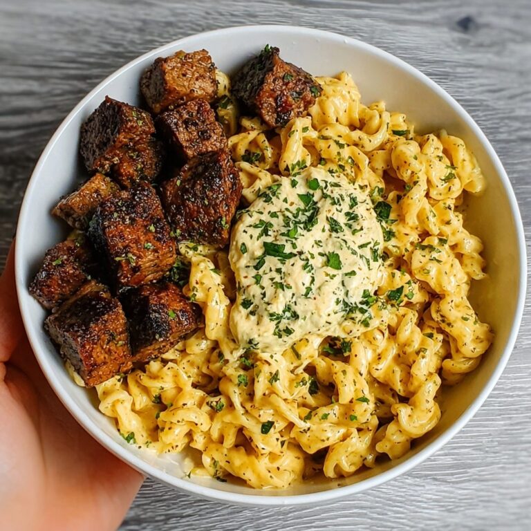 Cajun Steak Tips with Penne in Creamy Parmesan Sauce Recipe