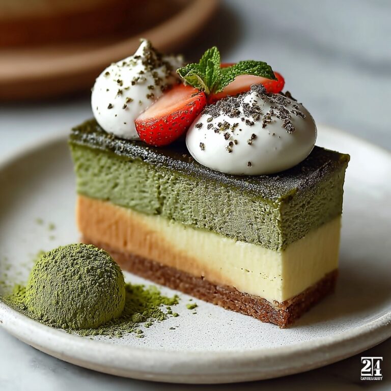 Indulgent Baked Vanilla Matcha Cheesecake with Basque Twist Recipe