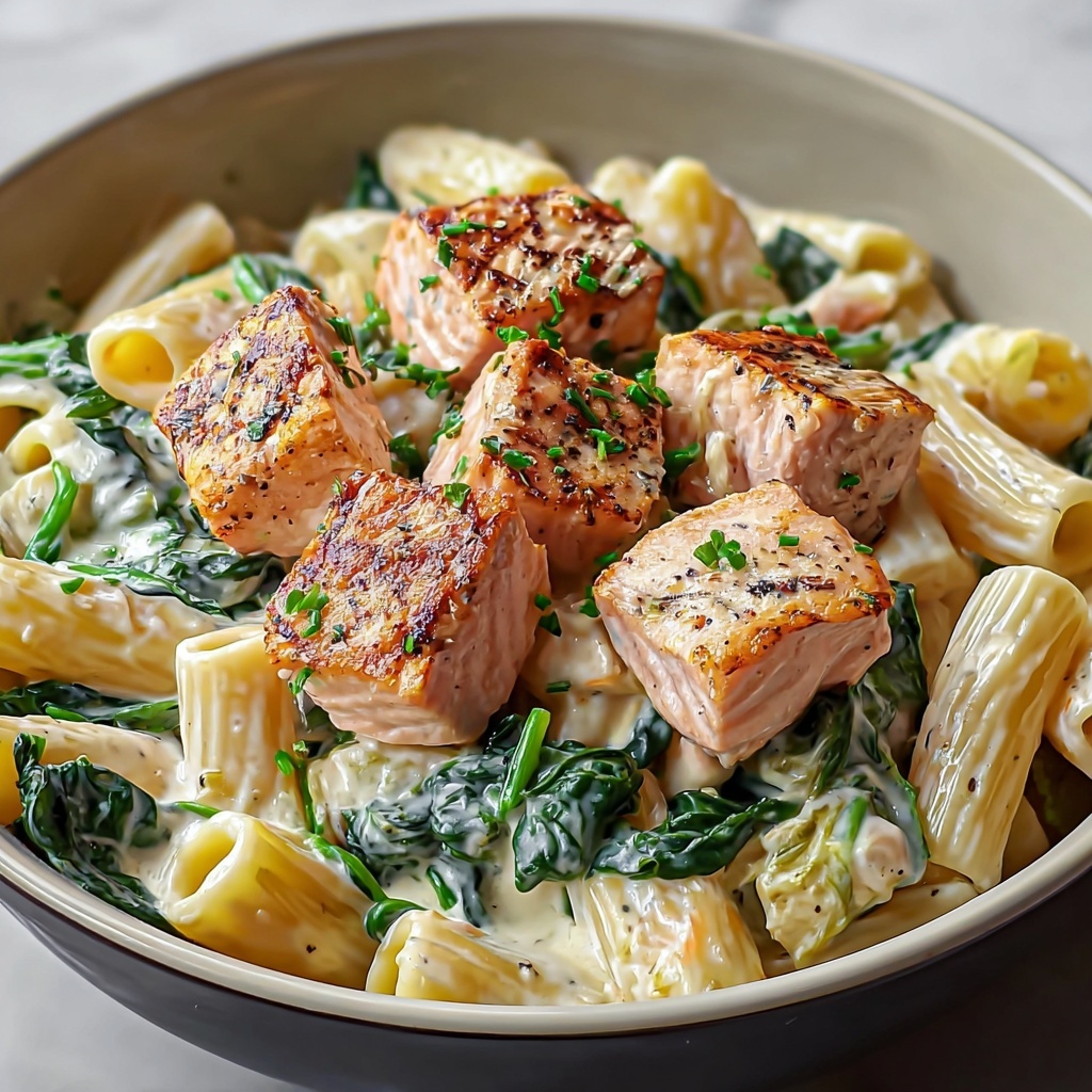 Quick Salmon & Spinach Pasta Recipe - Recipe Image