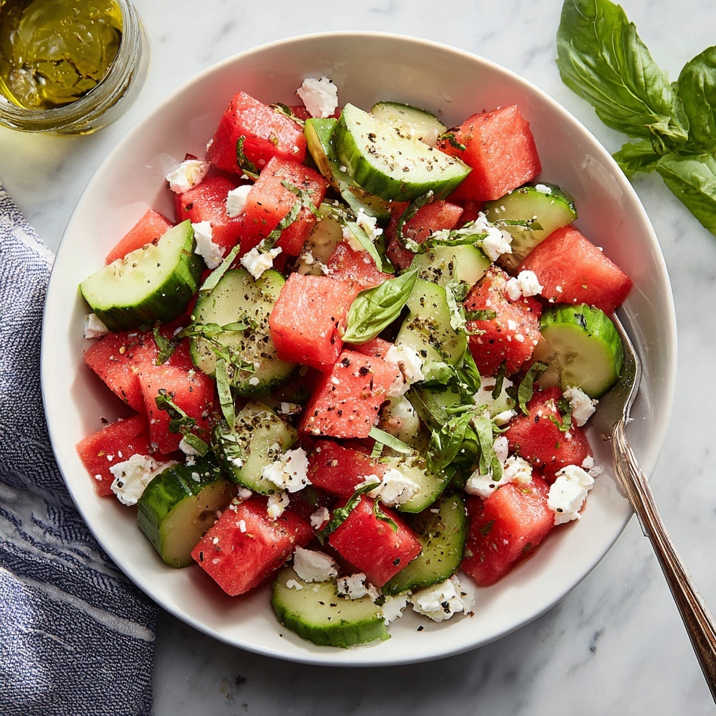 Watermelon Salad with Feta, Cucumber, and Fresh Herbs Recipe - Recipe Image