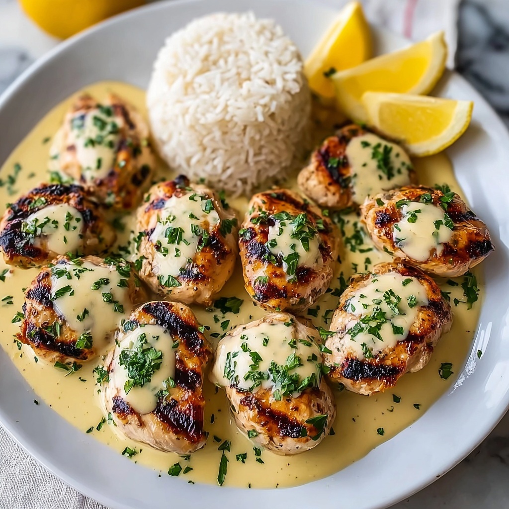 Creamy Lemon Garlic Chicken with Herb Rice Recipe - Recipe Image