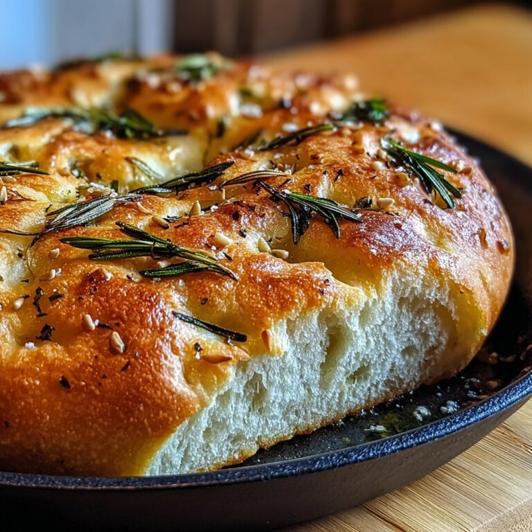 Rustic No-Knead Rosemary Garlic Bread Recipe
