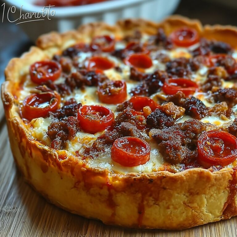 Indulgent Deep Hamburger Sausage & Pepperoni Pie Delight Recipe
