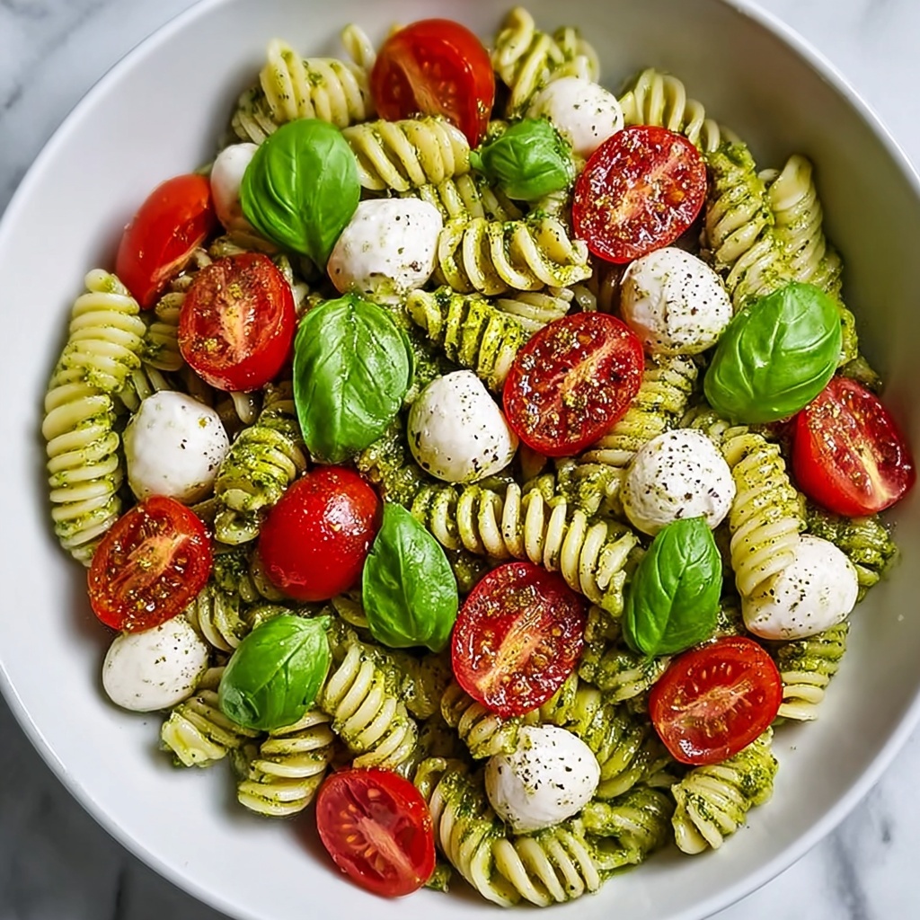 Pesto Caprese Pasta Salad Recipe - Recipe Image