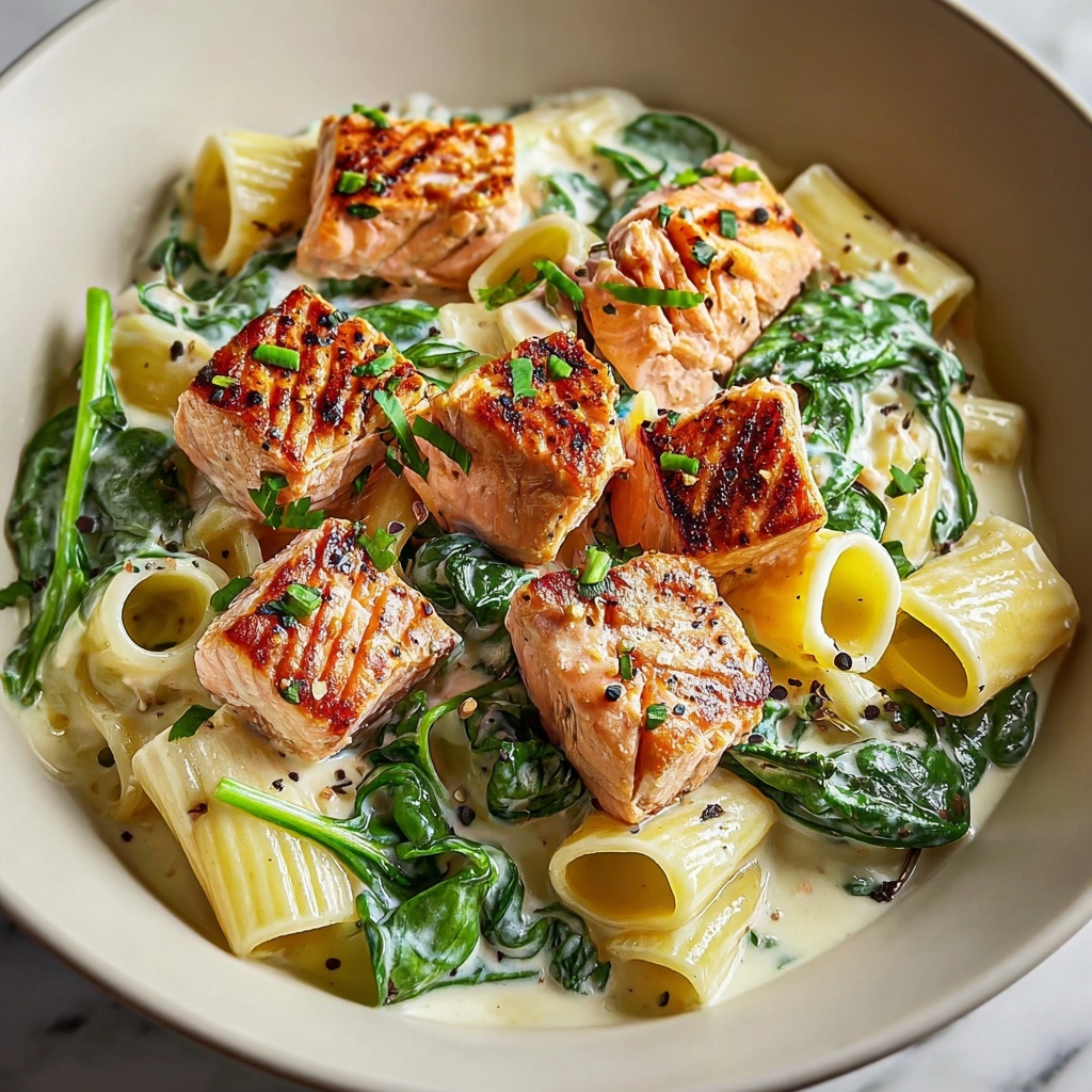 Quick Salmon & Spinach Pasta Recipe - Recipe Image