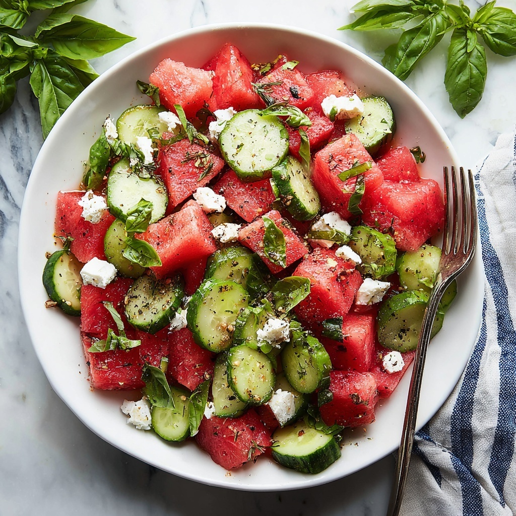 Watermelon Salad with Feta, Cucumber, and Fresh Herbs Recipe - Recipe Image